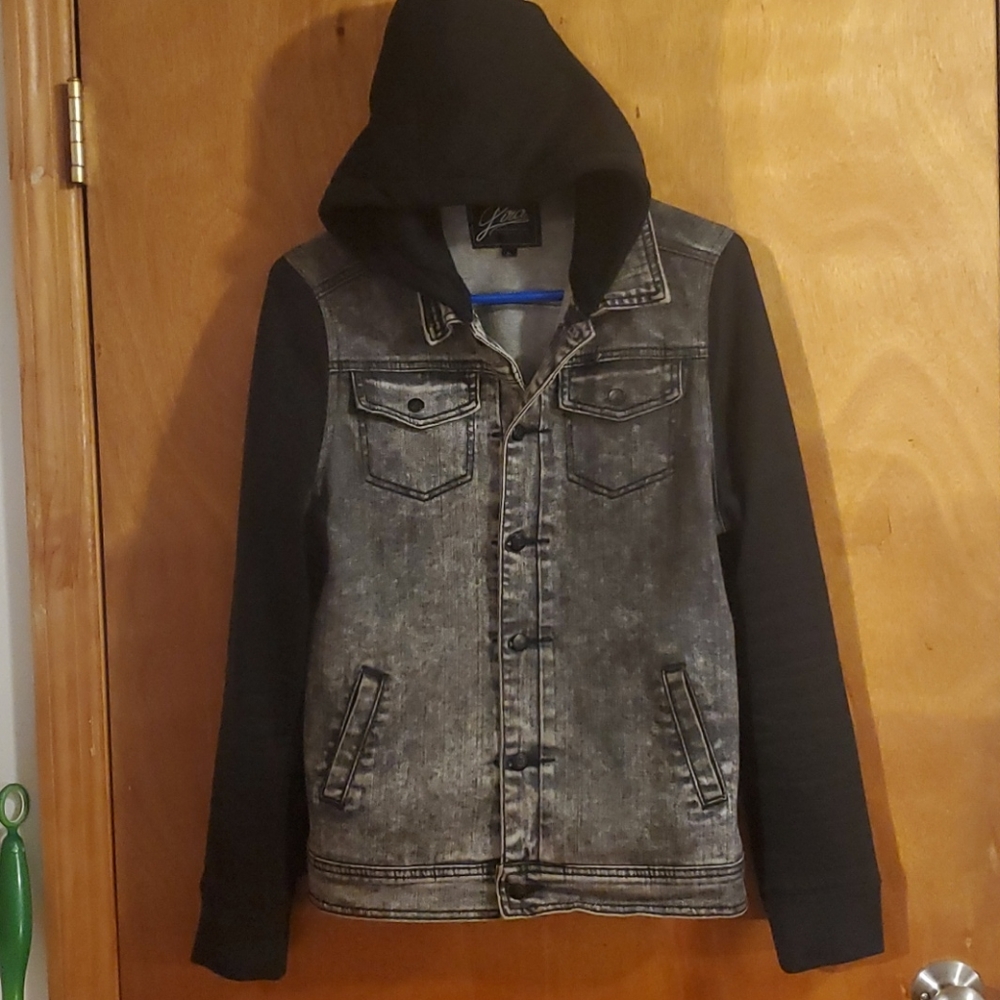 Lira Originals Large Black Hooded Jean Jacket